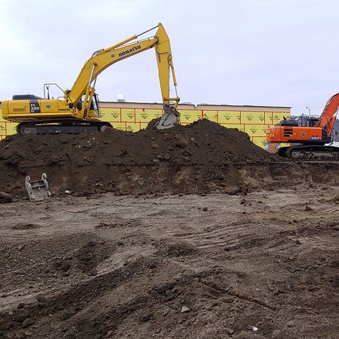 Travaux d'excavation et mise en place d'&eacute;gouts pluviaux et sanitaires &agrave; Pr&eacute;vost