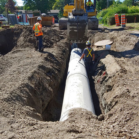 Travaux d'excavation et mise en place d'&eacute;gouts &agrave; Blainville