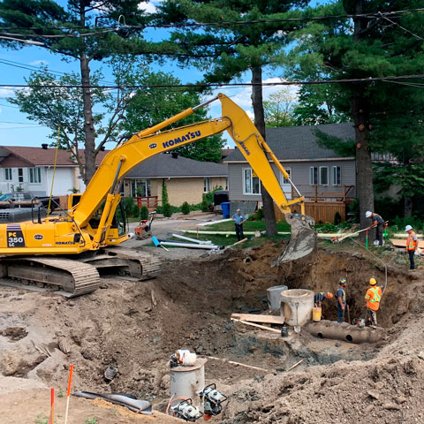 Travaux d'excavation et mise en place d'&eacute;gouts &agrave; Blainville