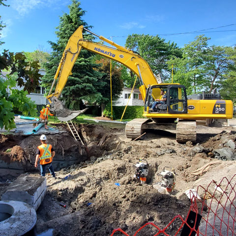 Travaux d'excavation et mise en place d'&eacute;gouts &agrave; Blainville