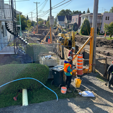Travaux d'excavation et mise en place d'&eacute;gouts sur les rues Morris et Viau &agrave; Ste-Th&eacute;r&egrave;se